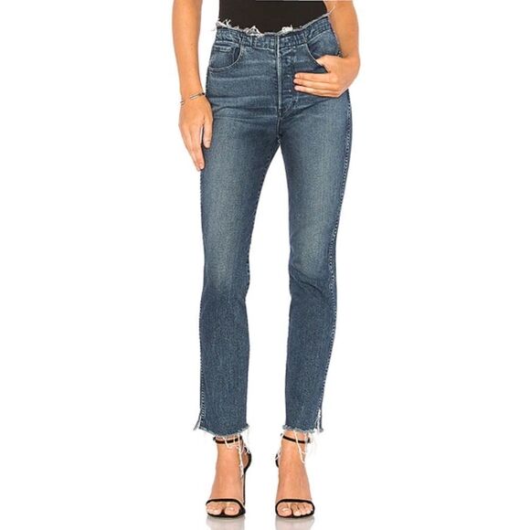 𝅺3X1 NYC Raw Edge Shelter Distressed Waist & Hem Crop Jeans in Tin Coo Size 27 - Picture 1 of 12